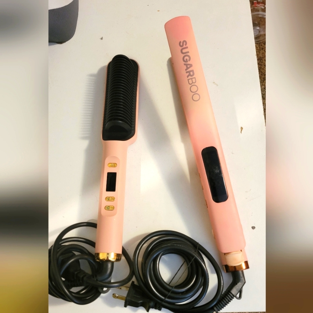 Hair straightener and hair straightening brush